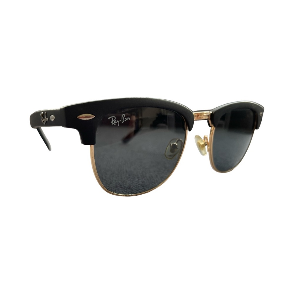 Ray-Ban RB3016 Clubmaster Classic Black and Gold Smoke Lens Sunglasses - Picture 4 of 9